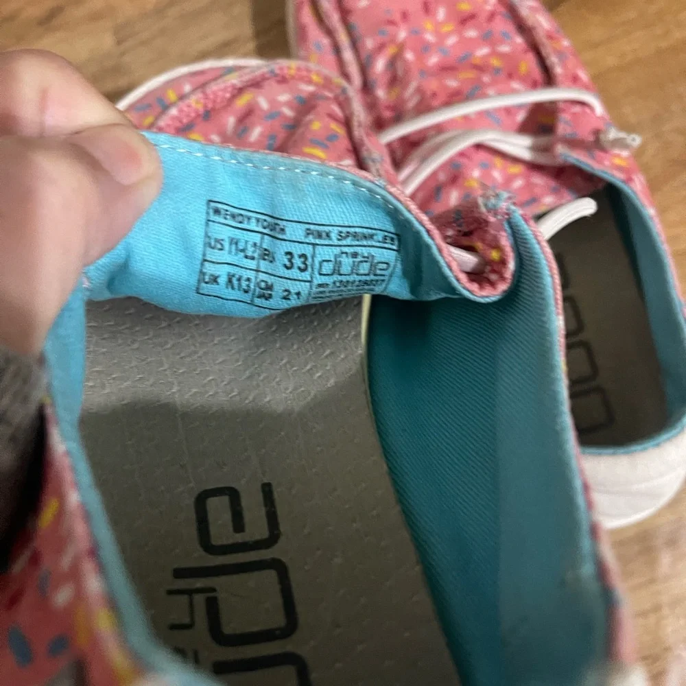 Hey Dude Wendy Youth Pink Sprinkles Slip On Size Y1-L2
